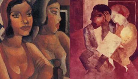 Mezi ukradenmi obrazy je i olejomalba Mulheres na janela (eny u okna) Di Cavalcatntiho (vlevo) a rovn olejomalba Casal (Manelsk pr) Brazilce litevskho pvodu Segalla 