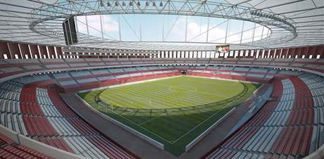 Vizualizace nového fotbalového stadionu v Brně