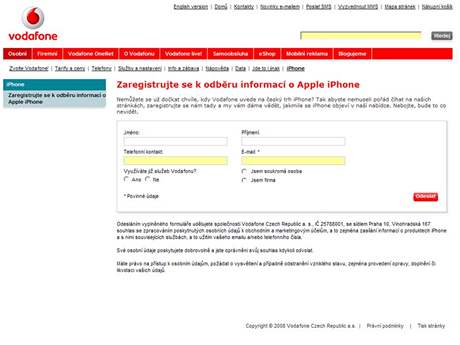 Registrace ohledn nového iPhonu 3G