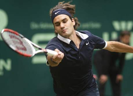 Roger Federer na turnaji v Halle.
