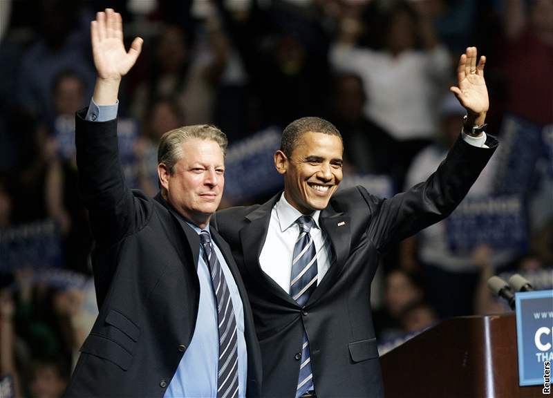 Al Gore s demokratickým kandidátem na prezidenta USA Barackem Obamou