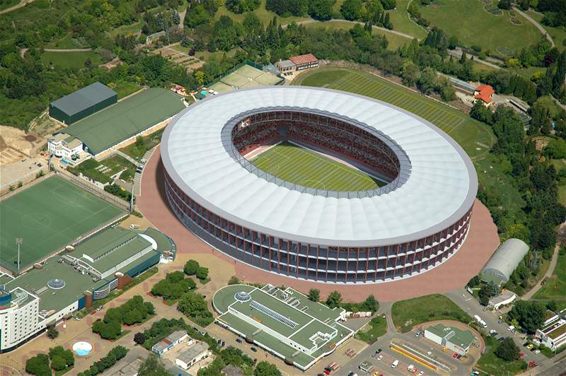 Vizualizace nového fotbalového stadionu v Brně