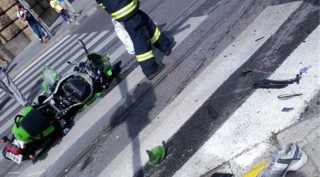 Nehoda na motorce. Ilustraní foto