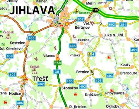 mapa - nehoda autobusu u Stonaova (2.7.2008)