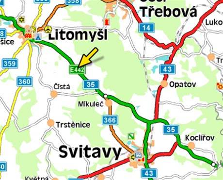 mapa - nehoda Janov u Litomyle (8.7.2008)