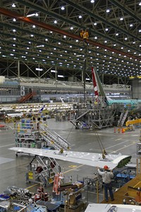 Továrna Boeing - montáž křídel