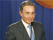 Prezident Uribe na tiskov konferenci po osvobozen Ingrid Betancourtov (3. ervence 2008)