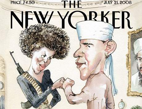 Americký asopis New Yorker provokuje karikaturou Obamy v turbanu.