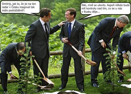 Bublina: Sarkozy a Medvedv na zahrdce
