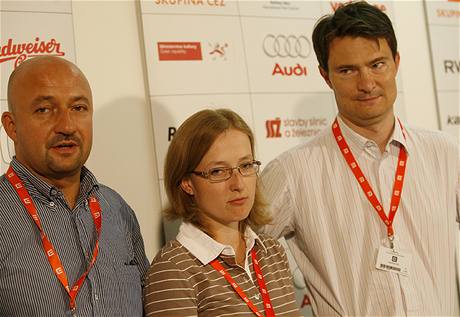 43. MFFKV - tiskovka Asociace producent v audiovizi - Petr Keller, Hana Uldrichová a Pavel Strnad
