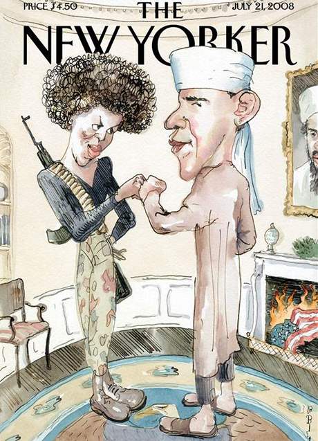 Americký asopis New Yorker provokuje karikaturou Obamy v turbanu.