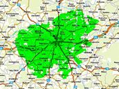 Mapa pokrytí digisít 3 na Plzesku