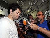 Jaromír Jágr p�ed odletem do Omsku