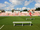 Nastadionu FC Brno se seli fotbalisté, aby se vyfotili ped sezónou