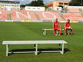 Na stadionu FC Brno se seli fotbalisté, aby se vyfotili ped sezónou