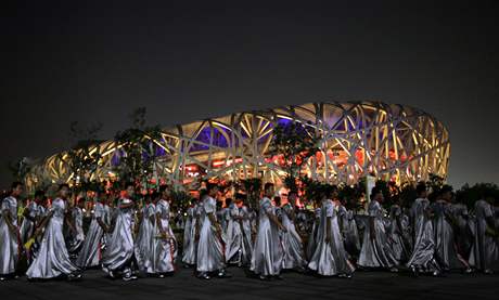 Generální zkouka slavnostního ceremoniálu zahájení olympijských her v Pekingu