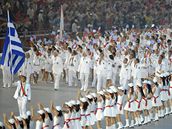 Slavnostní zahájení OH v Pekingu, na stadion jako první vstupuje ecká výprava