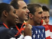Vítzná tafeta USA v plavání na 4x100 m v.z.