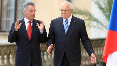Rakouský prezident Heinz Fischer se setkal v Mikulov s Václavem Klausem. (20.8.2008)