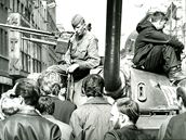 Sovtský tank u TK v praské Opletalov ulici 21. srpna 1968