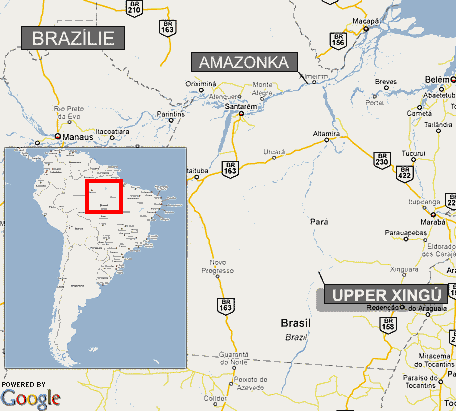 Region Upper Xingu. Zpadn Brazlie.