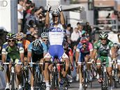 Tom Boonen a jeho vít�zné gesto poté, co ovládl t�etí etapu Vuelty.
