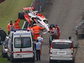 Fisichellv monopost Force India po havárii ve Spa