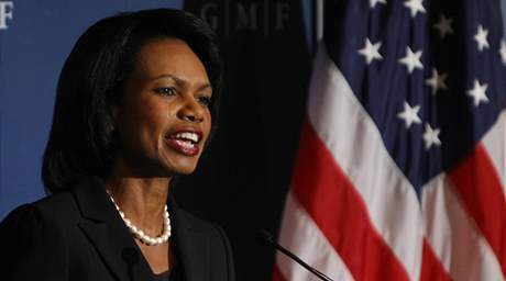 Condoleezza Riceová pi projevu v German Marshall Fund.