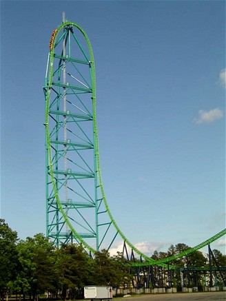 Horská dráha Kingda Ka v zábavním parku Six Flags Great Adventure ve městě Jackson v New Jersey, USA