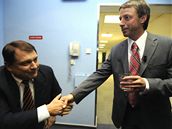 Ji�í Paroubek a Pavel Bém byli hosty diskusního po�adu Otázky Václava Moravce na �T. (21. zá�í 2008)