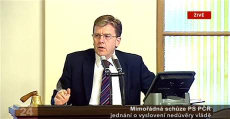 Pedseda Snmovny Miloslav Vlek zahájil schzi. (22. íjna 2008)