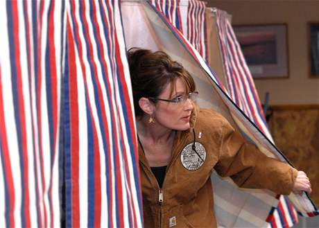 Republikánská kandidátka na viceprezidentku Sarah Palinová volila ve svém domovském mst Wasilla ve stát Aljaka.