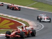 Velká cena Brazílie: Felipe Massa, Jarno Trulli a Kimi Räikkonen