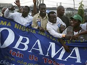 Oslavy prezidentskho vtzstv Baracka Obamy v nigerijskm Lagosu