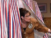 Republikánská kandidátka na viceprezidentku Sarah Palinová volila ve svém domovském m�st� Wasilla ve stát� Alja�ka.