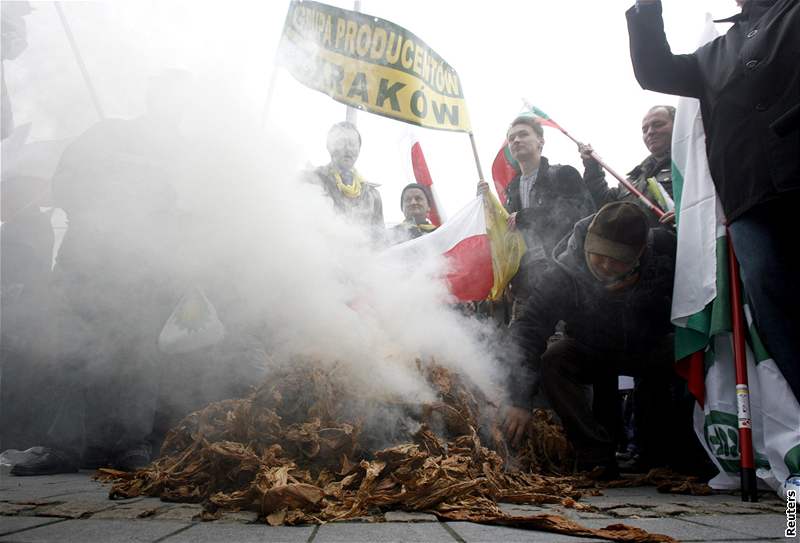 Pstitelé tabáku demonstrovali v Bruselu.