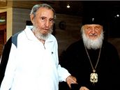 Fidel Castro na zatím posledním zveejnném snímku s pedstavitelem ruské Ortodoxní církve na Kub.