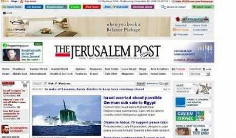 Titulní stránka listu The Jerusalem Post