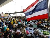 Thajské letit Suvarnabhumi v obleení demonstrant. (28.11.2008)