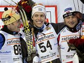 (zleva) Pietro Piller Cottrer, Marcus Hellner a Petter Northug