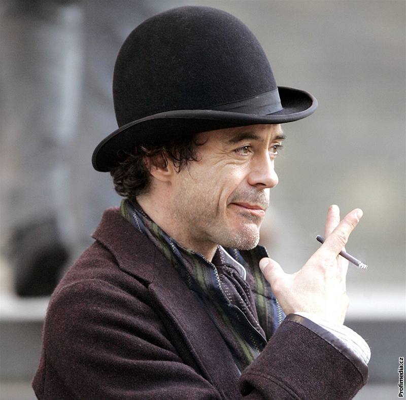 Z natáení filmu Sherlock Holmes - Robert Downey jr.