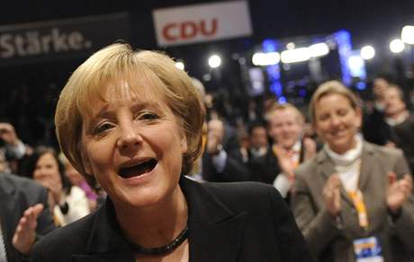 Nmecká kancléka Angela Merkelová po svém znovuzvolení éfkou strany Kesanskodemokratické unie (1. prosinec 2008)