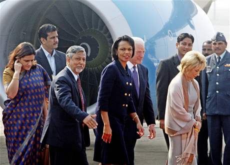 Condoleezza Riceová po píletu do Indie (3. prosince 2008)