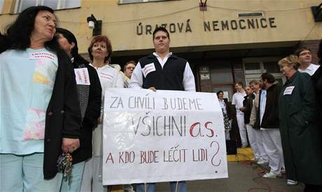Ilustraní foto z demonstrace zdravotník Úrazové nemocnice Brno