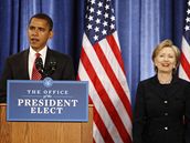 Barack Obama nominoval Hillary Clintonovou na post ministryn� zahrani�í (1. prosince 2008)