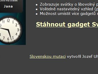 Vista sidebar gadget Svtky 