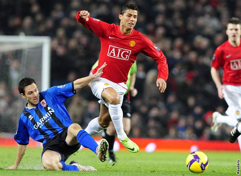 Cristiano Ronaldo ml proti Middlesbrough zejména v první pli nkolik anci, Manchester vak gólem zachránil a Bulhar Berbatov.