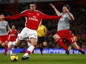 Arsenal - Liverpool: domácí van Persie (vlevo) stílí gól