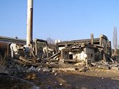 Výbuchem zniená kotelna v erné Hati na Plzesku