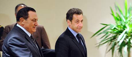 Husn Mubarak a Nicolas Sarkozy (6. ledna 2009)
